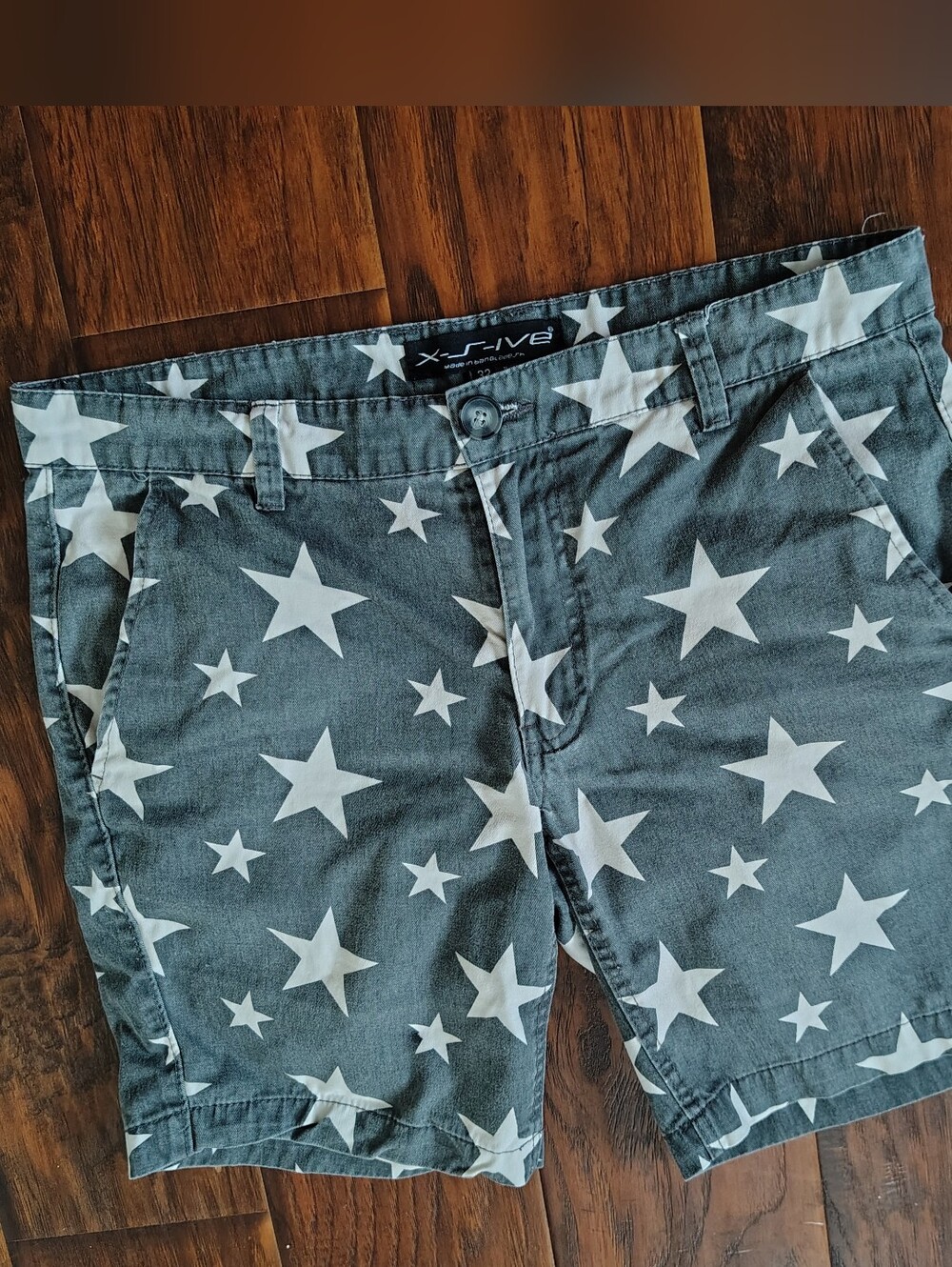 X-S-ive grey with stars denim jean shorts